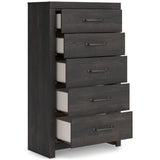 Hollivern Dark Gray Storage Panel Bedroom Set with 2 One-Side Drawers from Ashley - Luna Furniture
