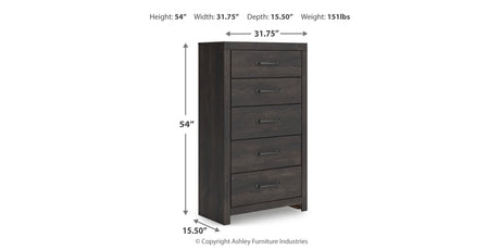Hollivern Full Panel Bed with Storage with Mirrored Dresser, Chest and 2 Nightstands in Dark Gray from Ashley - Luna Furniture