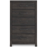 Hollivern Dark Gray Storage Panel Bedroom Set with 2 One-Side Drawers from Ashley - Luna Furniture