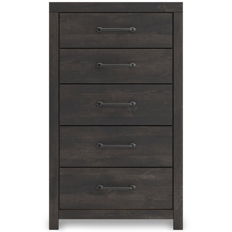 Hollivern Dark Gray Storage Panel Bedroom Set with 2 One-Side Drawers from Ashley - Luna Furniture