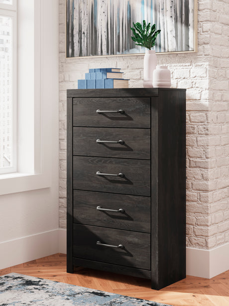 Hollivern Dark Gray Storage Panel Bedroom Set with 2 One-Side Drawers from Ashley - Luna Furniture