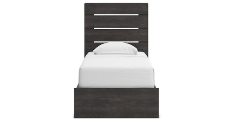 Hollivern Twin Panel Storage Bed with Mirrored Dresser and Chest in Dark Gray from Ashley - Luna Furniture