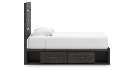 Hollivern Twin Panel Storage Bed with Mirrored Dresser and Chest in Dark Gray from Ashley - Luna Furniture