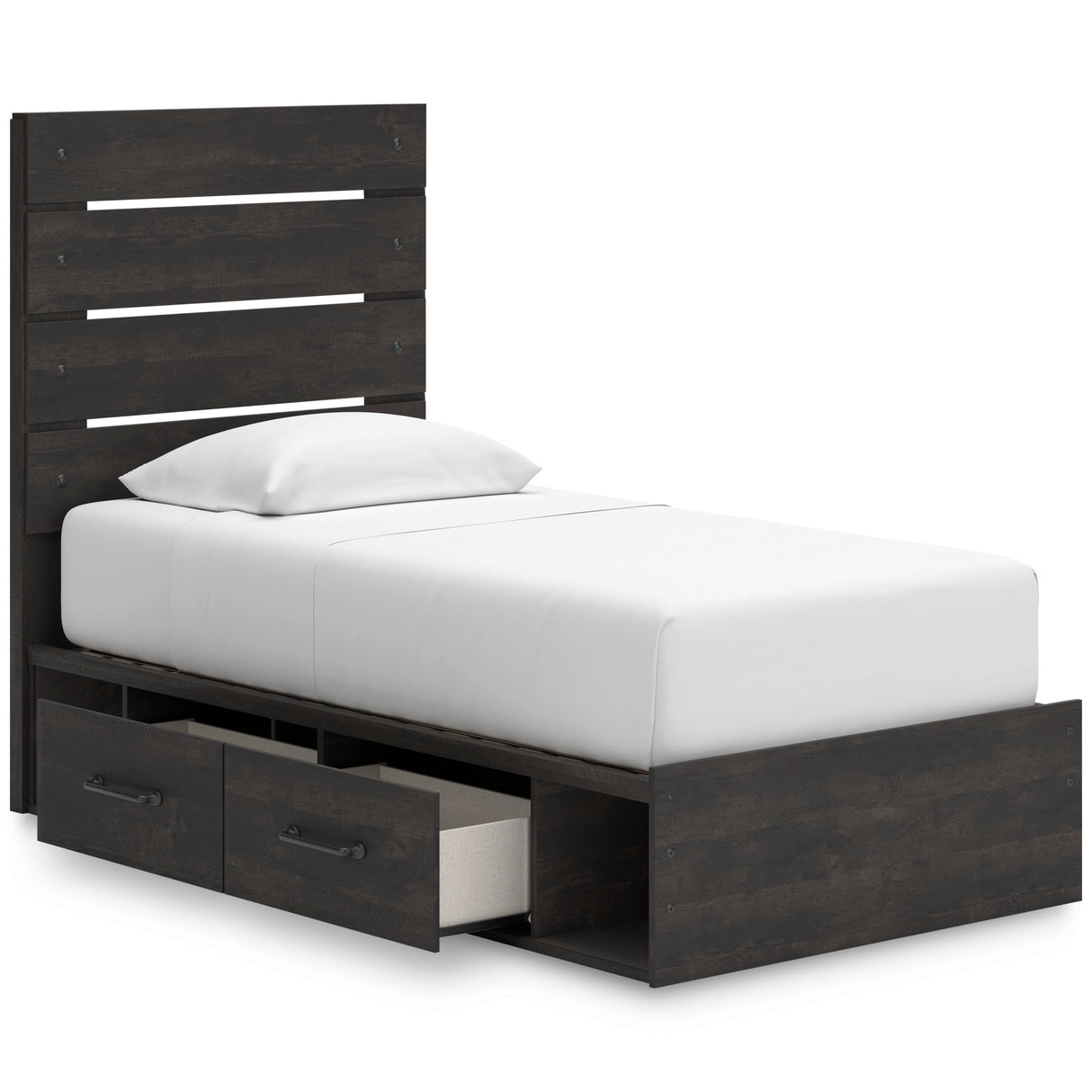 Hollivern Dark Gray Storage Youth Panel Bedroom Set with 4 Side Drawers from Ashley - Luna Furniture