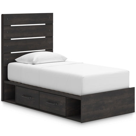 Hollivern Dark Gray Storage Youth Panel Bedroom Set with 4 Side Drawers from Ashley - Luna Furniture