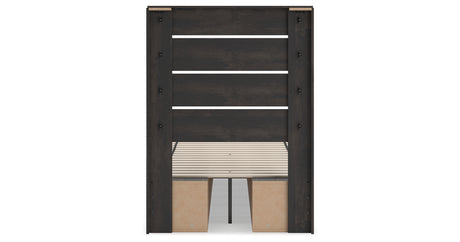 Hollivern Dark Gray Twin Panel Bed with Storage from Ashley Furniture - Luna Furniture