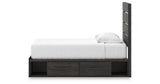 Hollivern Twin Panel Bed with Storage with Dresser in Dark Gray from Ashley - Luna Furniture