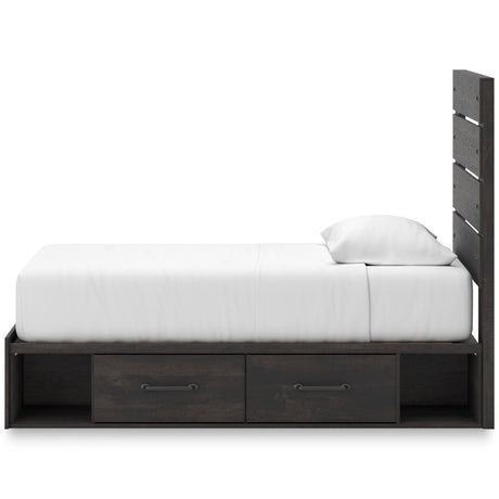 Hollivern Dark Gray Storage Youth Panel Bedroom Set with 4 Side Drawers from Ashley - Luna Furniture