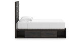 Hollivern Twin Panel Bed with Storage with Dresser in Dark Gray from Ashley - Luna Furniture