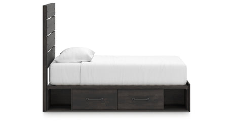 Hollivern Twin Panel Bed with Storage with Dresser in Dark Gray from Ashley - Luna Furniture
