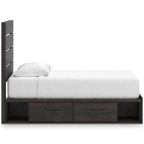 Hollivern Dark Gray Storage Youth Panel Bedroom Set with 4 Side Drawers from Ashley - Luna Furniture