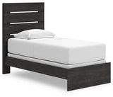 Hollivern Twin Panel Bed with Mirrored Dresser, Chest and Nightstand in Dark Gray from Ashley Furniture - Luna Furniture