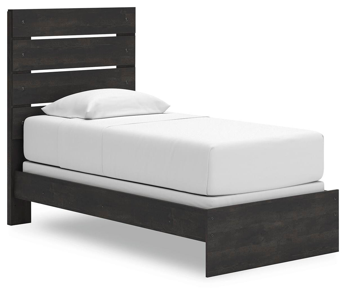 Hollivern Twin Panel Bed with Mirrored Dresser, Chest and Nightstand in Dark Gray from Ashley Furniture - Luna Furniture
