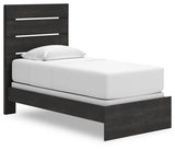 Hollivern Twin Panel Bed with Mirrored Dresser, Chest and Nightstand in Dark Gray from Ashley Furniture - Luna Furniture