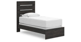 Hollivern Twin Panel Bed with Mirrored Dresser and Chest in Dark Gray from Ashley Furniture - Luna Furniture