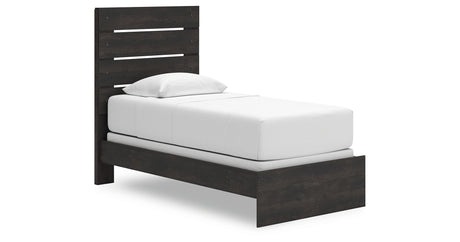 Hollivern Twin Panel Bed with Mirrored Dresser and Chest in Dark Gray from Ashley - Luna Furniture