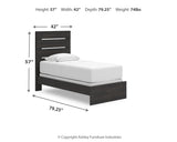 Hollivern Twin Panel Bed with Mirrored Dresser, Chest and Nightstand in Dark Gray from Ashley Furniture - Luna Furniture