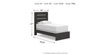 Hollivern Twin Panel Bed with Mirrored Dresser and Chest in Dark Gray from Ashley Furniture - Luna Furniture