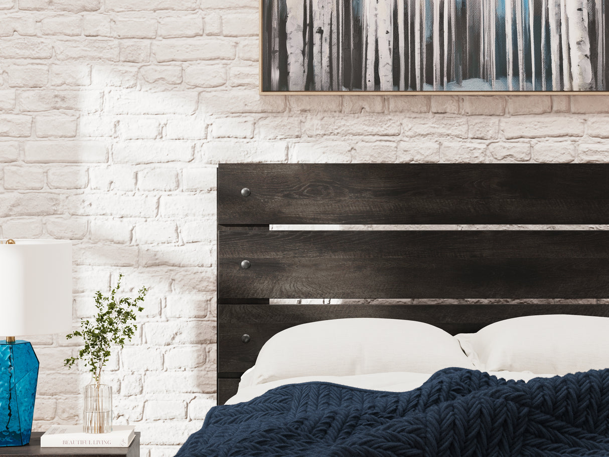Hollivern Twin Panel Bed with Mirrored Dresser, Chest and Nightstand in Dark Gray from Ashley Furniture - Luna Furniture