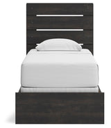 Hollivern Twin Panel Bed with Mirrored Dresser, Chest and Nightstand in Dark Gray from Ashley Furniture - Luna Furniture