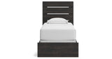 Hollivern Twin Panel Bed with Mirrored Dresser and Chest in Dark Gray from Ashley Furniture - Luna Furniture