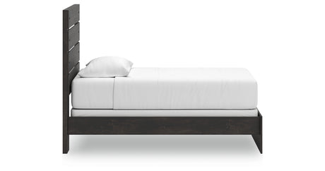 Hollivern Twin Panel Bed with Mirrored Dresser and 2 Nightstands in Dark Gray from Ashley - Luna Furniture