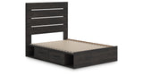 Hollivern Full Panel Bed with Storage with Mirrored Dresser and Chest in Dark Gray from Ashley - Luna Furniture