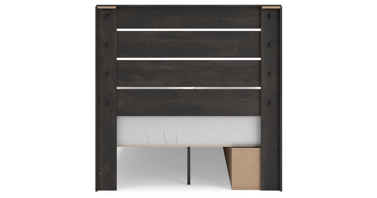 Hollivern Full Panel Bed with Storage with Dresser and Nightstand in Dark Gray from Ashley - Luna Furniture
