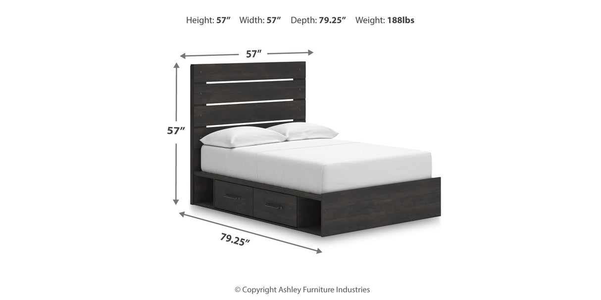 Hollivern Dark Gray Full Storage Platform Bed with 2 Drawers from Ashley Furniture - Luna Furniture