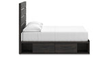 Hollivern Full Panel Bed with Storage with Mirrored Dresser in Dark Gray from Ashley - Luna Furniture