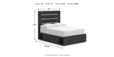 Hollivern Full Panel Bed with Storage with Mirrored Dresser and Chest in Dark Gray from Ashley - Luna Furniture