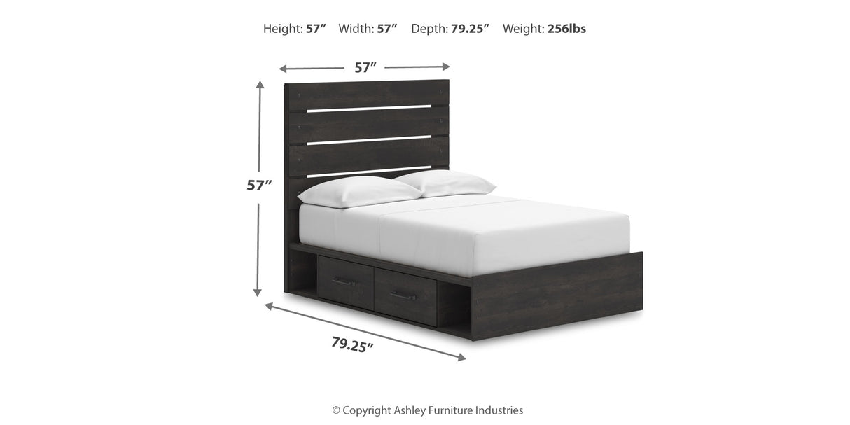 Hollivern Full Panel Bed with Storage with Dresser and Nightstand in Dark Gray from Ashley Furniture - Luna Furniture