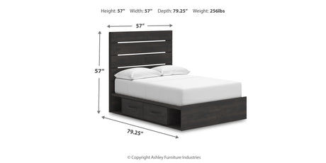 Hollivern Full Panel Bed with Storage with Dresser and Nightstand in Dark Gray from Ashley - Luna Furniture