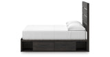 Hollivern Full Panel Bed with Storage with Mirrored Dresser and Nightstand in Dark Gray from Ashley - Luna Furniture