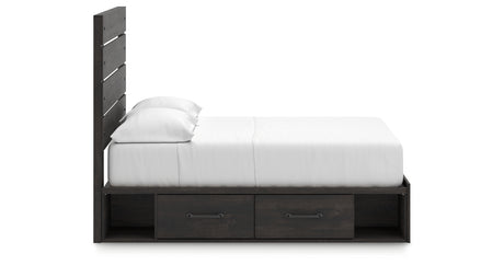 Hollivern Full Panel Bed with Storage with Mirrored Dresser, Chest and Nightstand in Dark Gray from Ashley Furniture - Luna Furniture