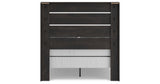Hollivern Full Panel Bed with Mirrored Dresser, Chest and 2 Nightstands in Dark Gray from Ashley Furniture - Luna Furniture