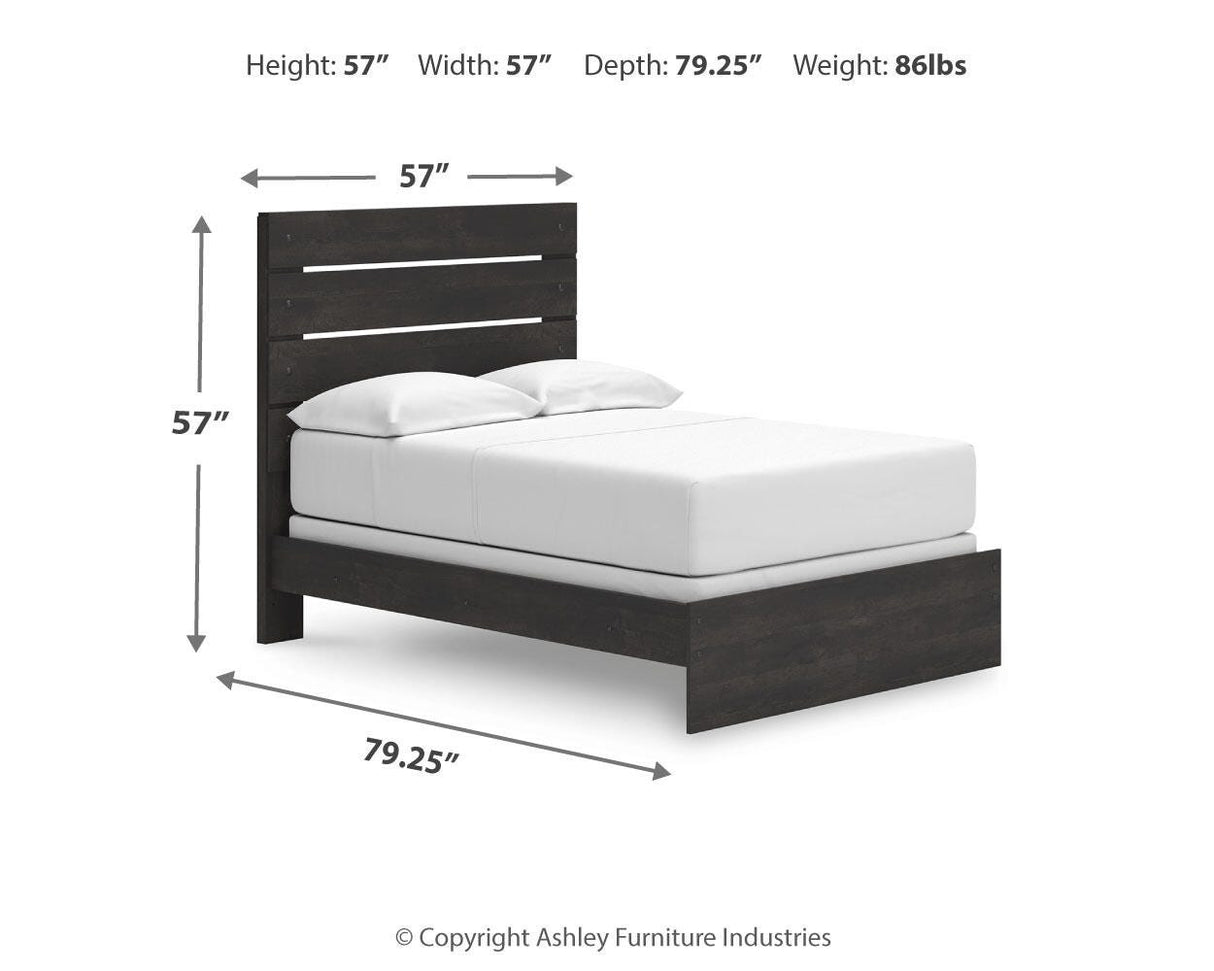 Hollivern Full Panel Bed with Mirrored Dresser in Dark Gray from Ashley Furniture - Luna Furniture