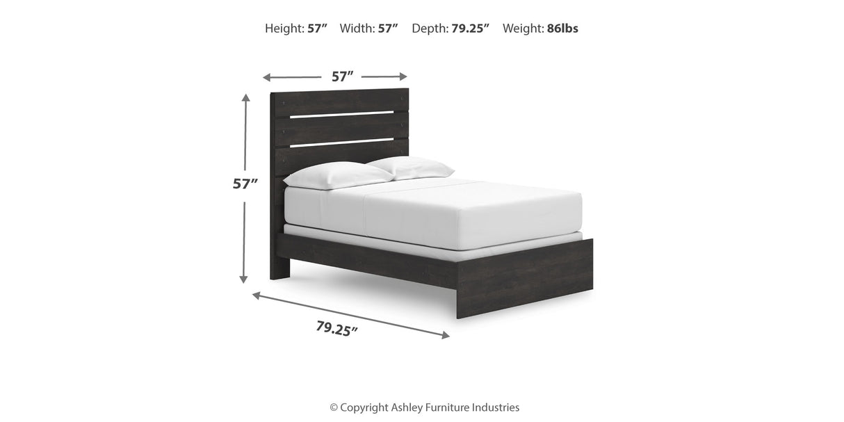 Hollivern Full Panel Bed with Mirrored Dresser in Dark Gray from Ashley - Luna Furniture
