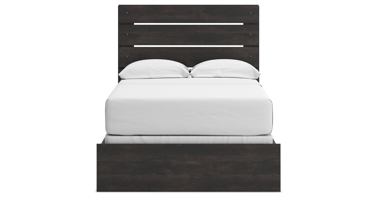 Hollivern Full Panel Bed with Dresser and Nightstand in Dark Gray from Ashley - Luna Furniture