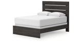 Hollivern Queen Panel Bed with Mirrored Dresser in Dark Gray from Ashley - Luna Furniture