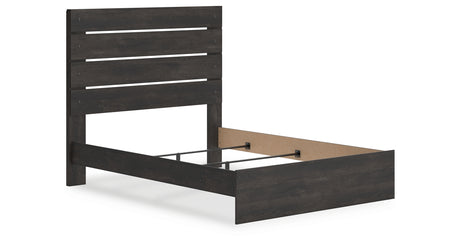 Hollivern Queen Panel Bed with Mirrored Dresser and Nightstand in Dark Gray from Ashley Furniture - Luna Furniture