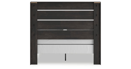 Hollivern Queen Panel Bed with Mirrored Dresser and 2 Nightstands in Dark Gray from Ashley Furniture - Luna Furniture
