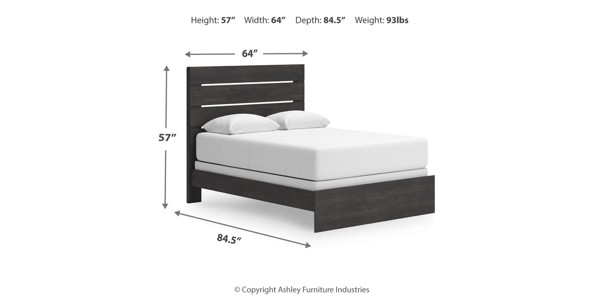 Hollivern Queen Panel Bed with Dresser and Nightstand in Dark Gray from Ashley Furniture - Luna Furniture