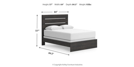 Hollivern Queen Panel Bed with Mirrored Dresser and Nightstand in Dark Gray from Ashley Furniture - Luna Furniture