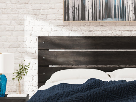 Hollivern Queen Panel Bed with Mirrored Dresser and Nightstand in Dark Gray from Ashley Furniture - Luna Furniture
