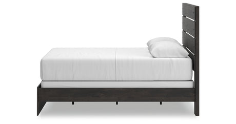 Hollivern Queen Panel Bed with Mirrored Dresser and Chest in Dark Gray from Ashley Furniture - Luna Furniture