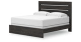 Hollivern King Panel Bed with Mirrored Dresser and Nightstand in Dark Gray from Ashley Furniture - Luna Furniture