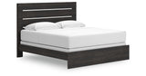 Hollivern King Panel Bed with Mirrored Dresser and Nightstand in Dark Gray from Ashley Furniture - Luna Furniture