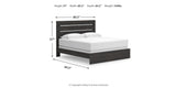 Hollivern King Panel Bed with Mirrored Dresser and 2 Nightstands in Dark Gray from Ashley Furniture - Luna Furniture