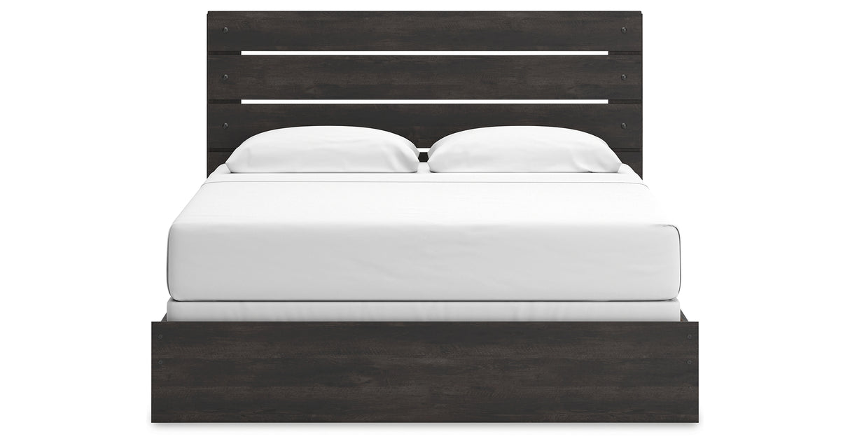 Hollivern King Panel Bed with Dresser and Nightstand in Dark Gray from Ashley - Luna Furniture